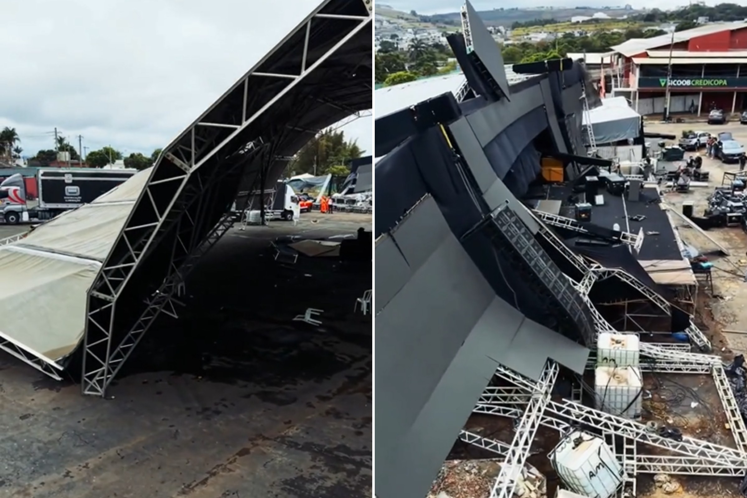 Temporal derruba palco, deixa 5 feridos e cancela evento em Patos de Minas - Foto