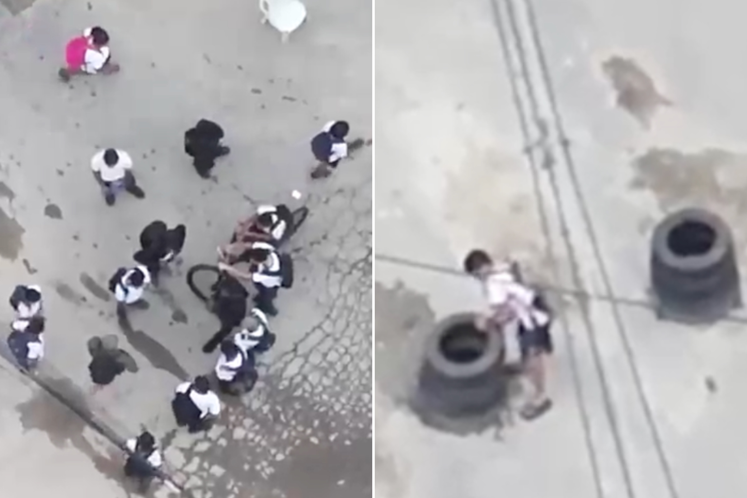 Drone flagra alunos com traficante de fuzil e ajudando a erguer barricadas