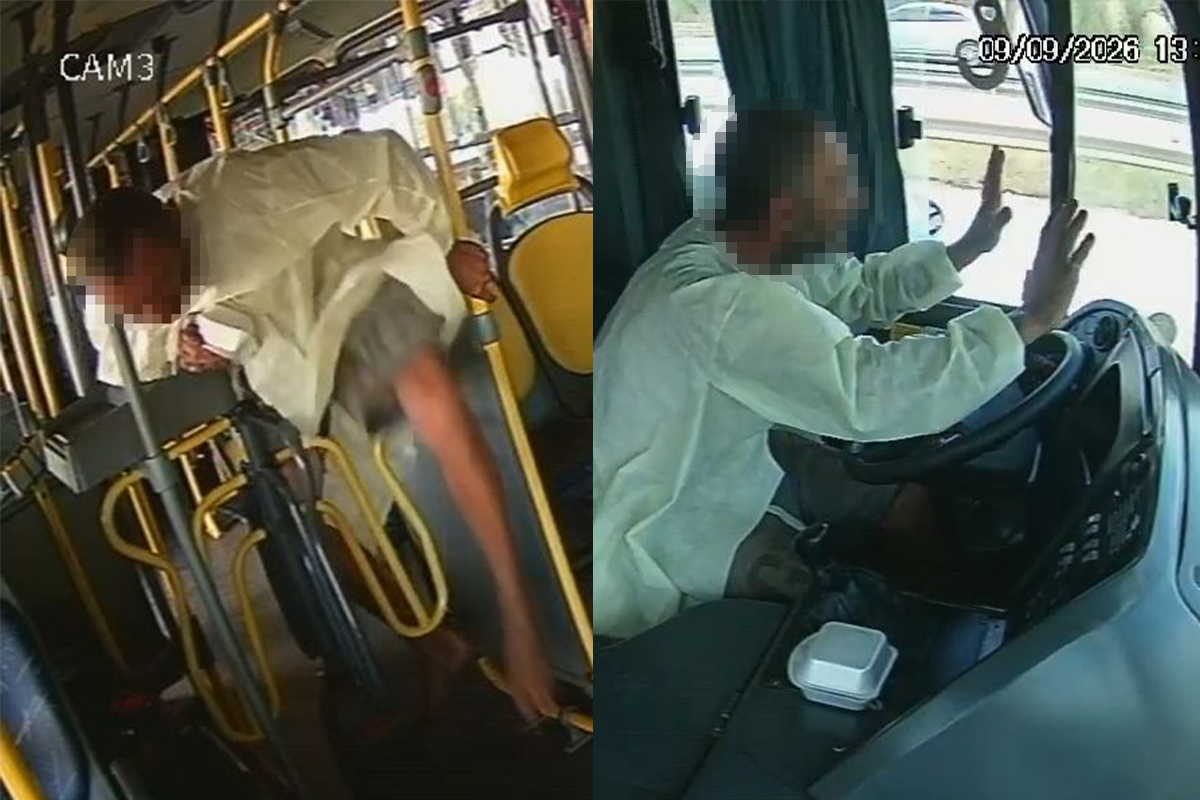 De jaleco hospitalar, paciente psiquiátrico foge e furta ônibus no DF - Foto