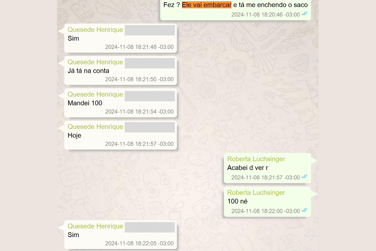 Trocas de mensagens de Roberta Luchsinger