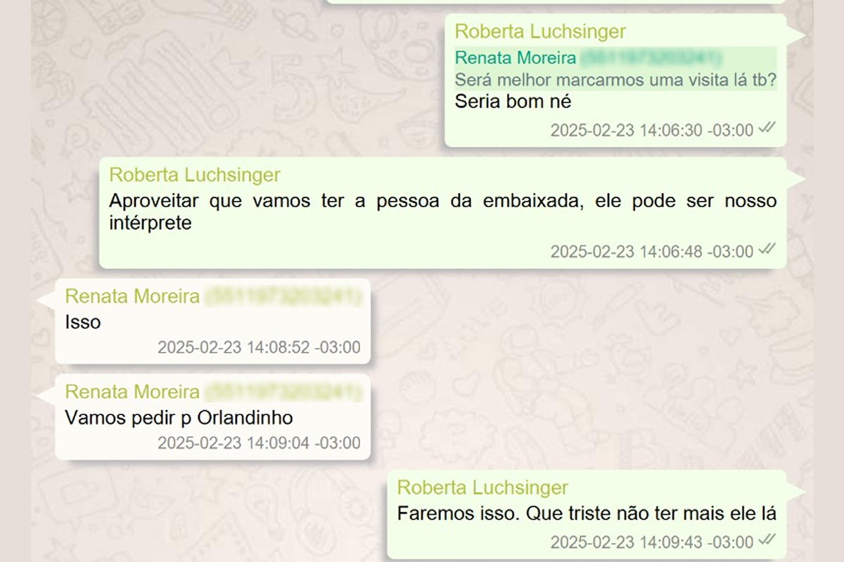 Mensagens de Roberta Luchsinger sobre a mudança de Lulinha para Madri