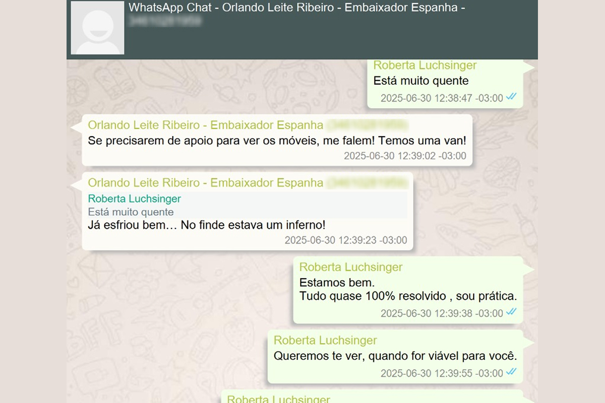 Mensagens de Roberta Luchsinger sobre mudança de Lulinha para Madri