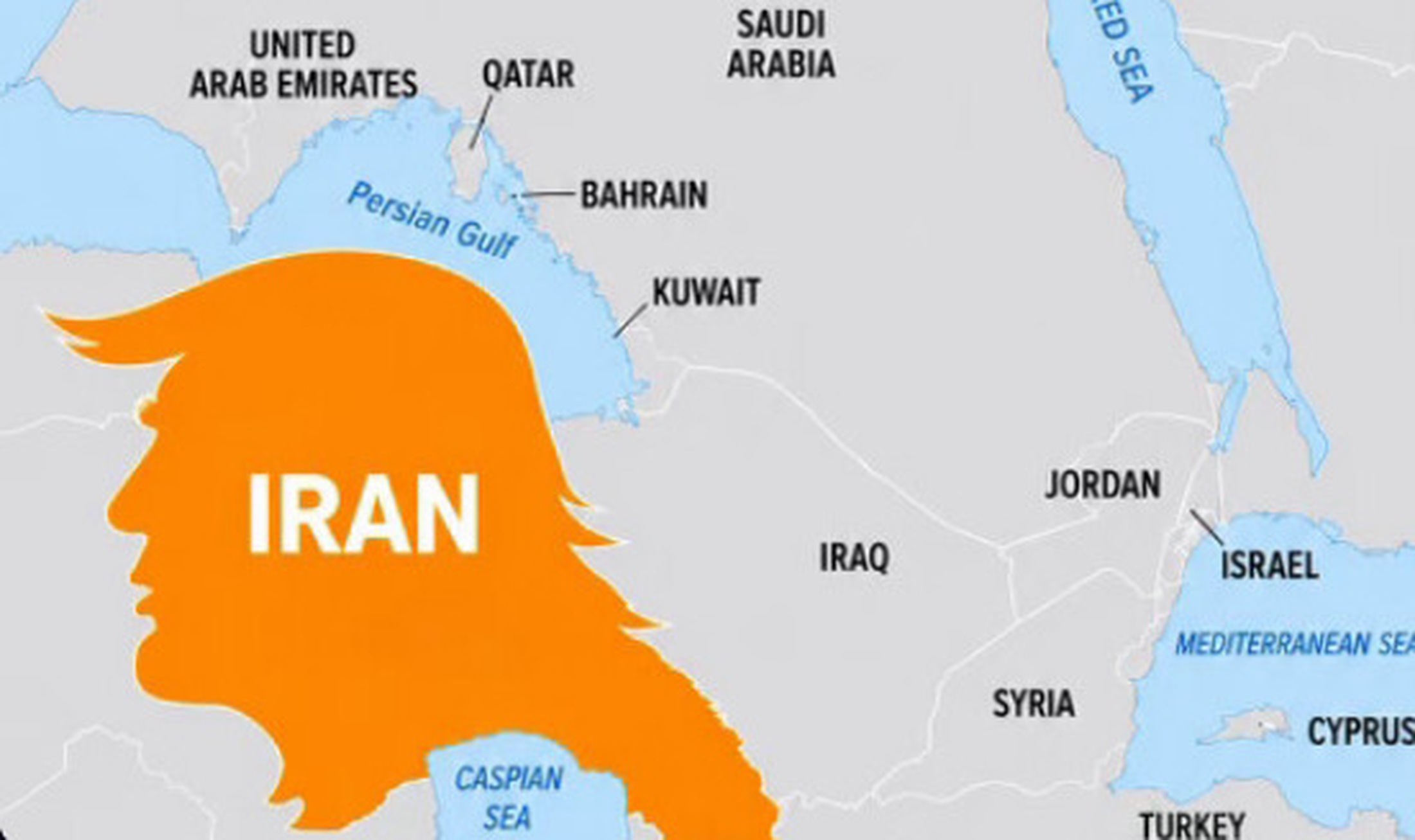 Trump divulga ilustração de mapa do Irã com o formato do próprio rosto