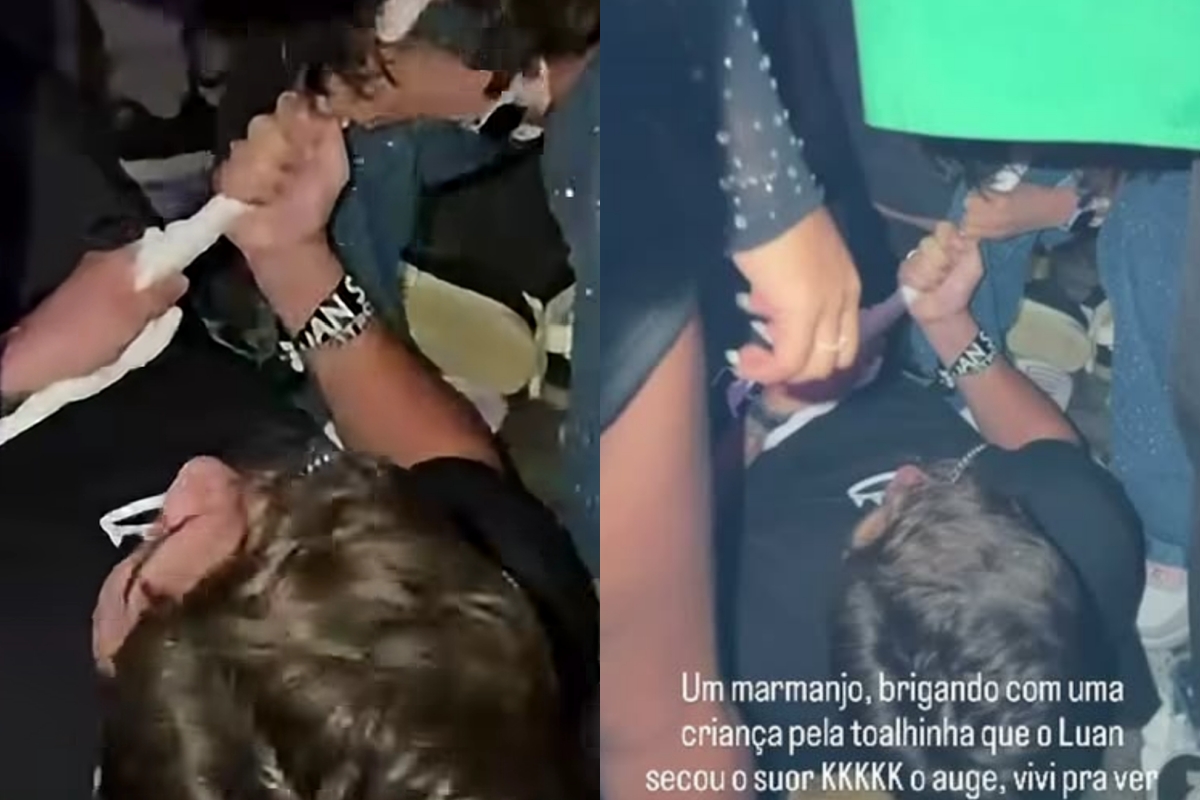 "Marmanjo" disputa toalha de Luan Santana com criança em show e viraliza