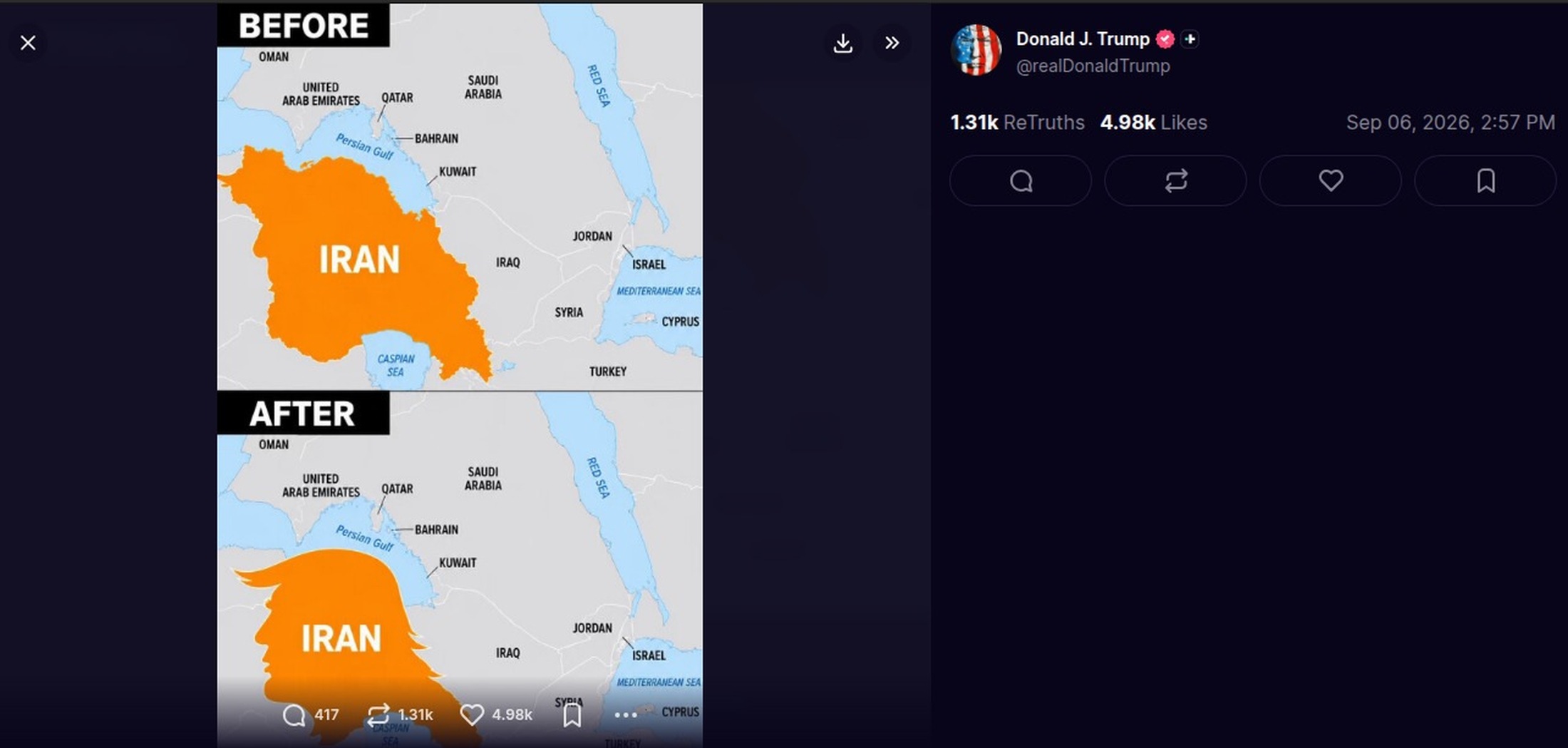 Captura de tela mostra publicação de Trump - Metrópoles