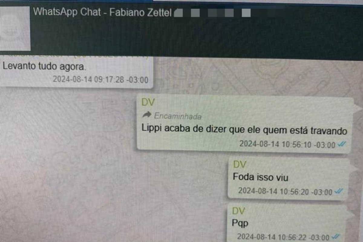 Imagem colorida, Vorcaro encaminha mensagem_ [“Lippi acaba de dizer que ele quem está travando”- Metrópoles
