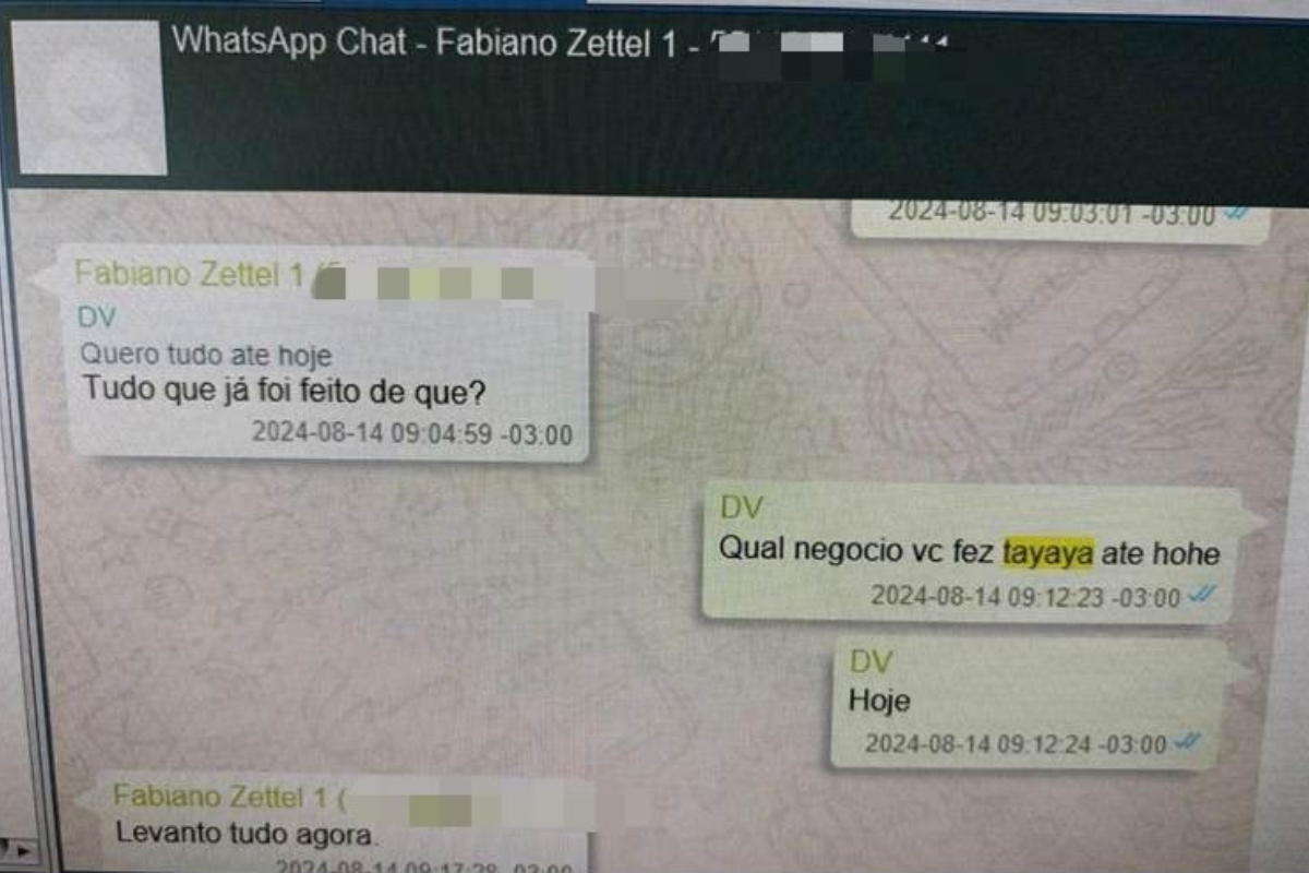 Imagem colorida,Vorcaro esclarece que quer saber quais negócios do Tayayá haviam sido feitos até aquele dia- Metrópoles