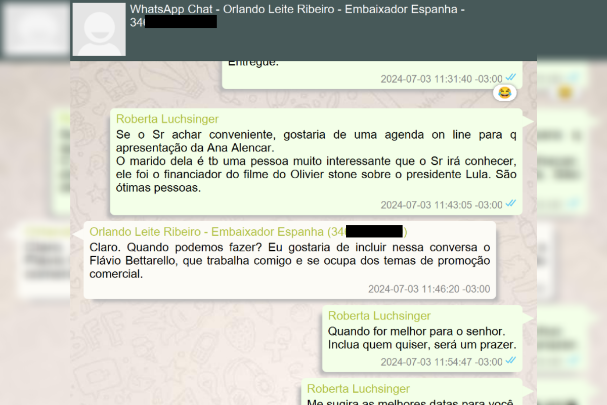 Mensagem de Roberta Luchsinger sobre filme de Lula