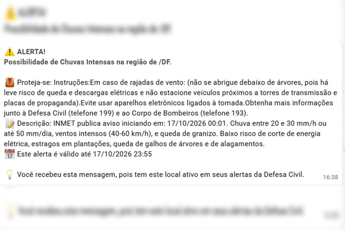 Alerta tempestade df 