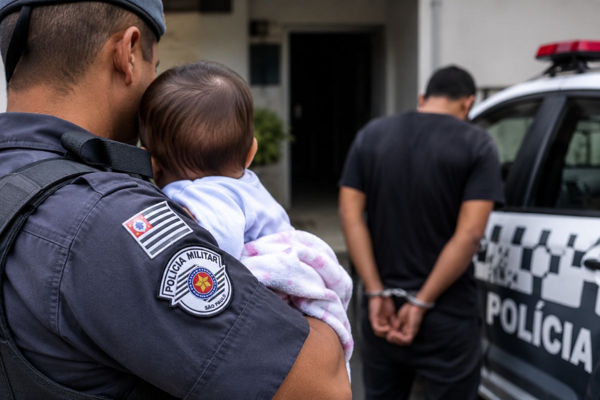 PM resgata bebê de 3 meses e prende pai por suspeita de violência doméstica