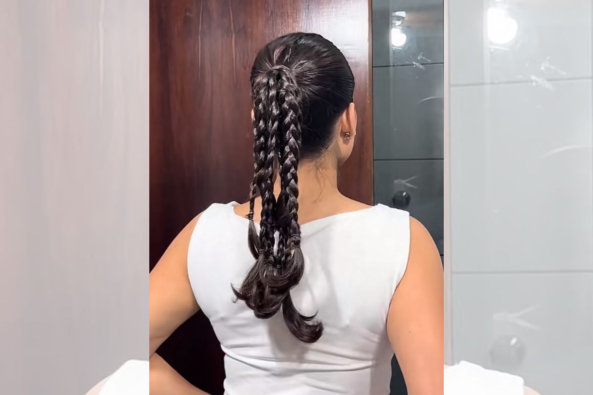 Rabo de cavalo com tranças