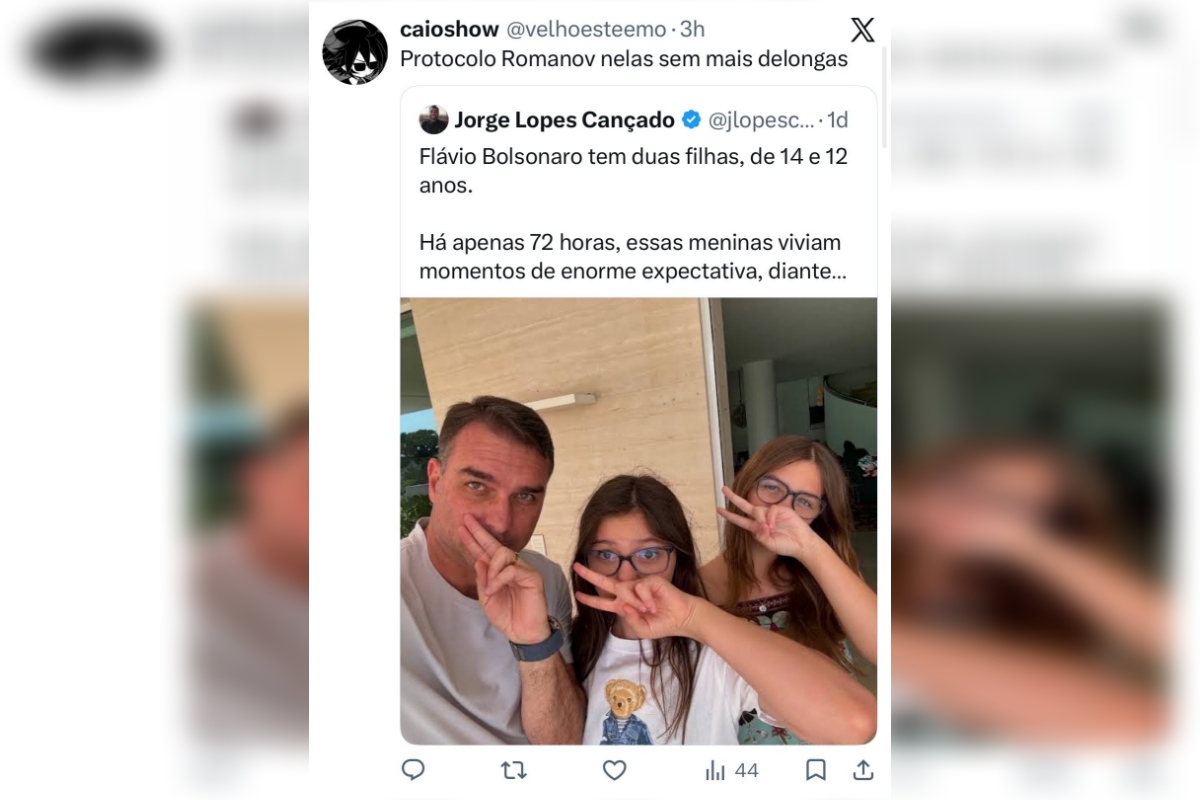 Empresa demite funcionário que sugeriu fuzilar filhas de Flávio Bolsonaro