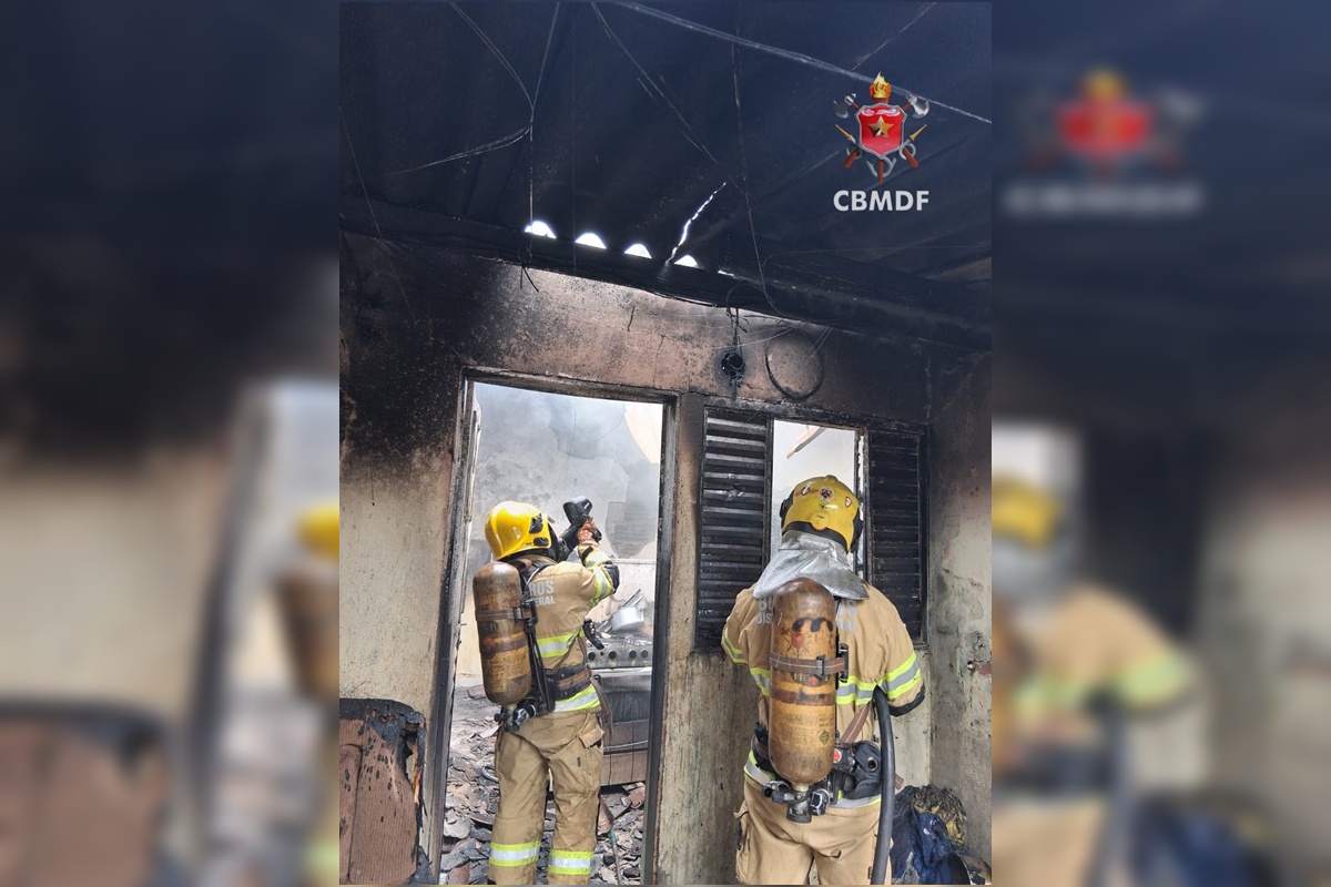 Incêndio destrói casa e deixa gato morto; três crianças escaparam ilesas