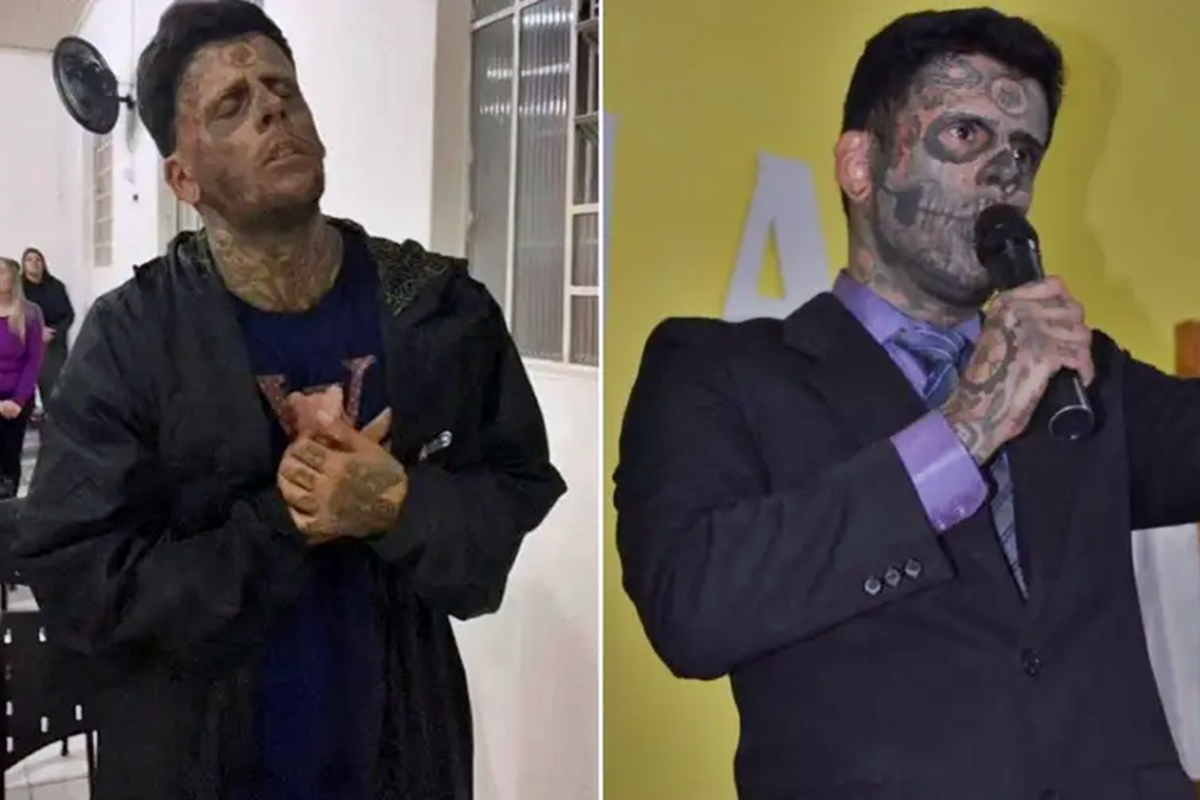 Influenciador Leandro Souza, "o homem mais tatuado do Brasil"