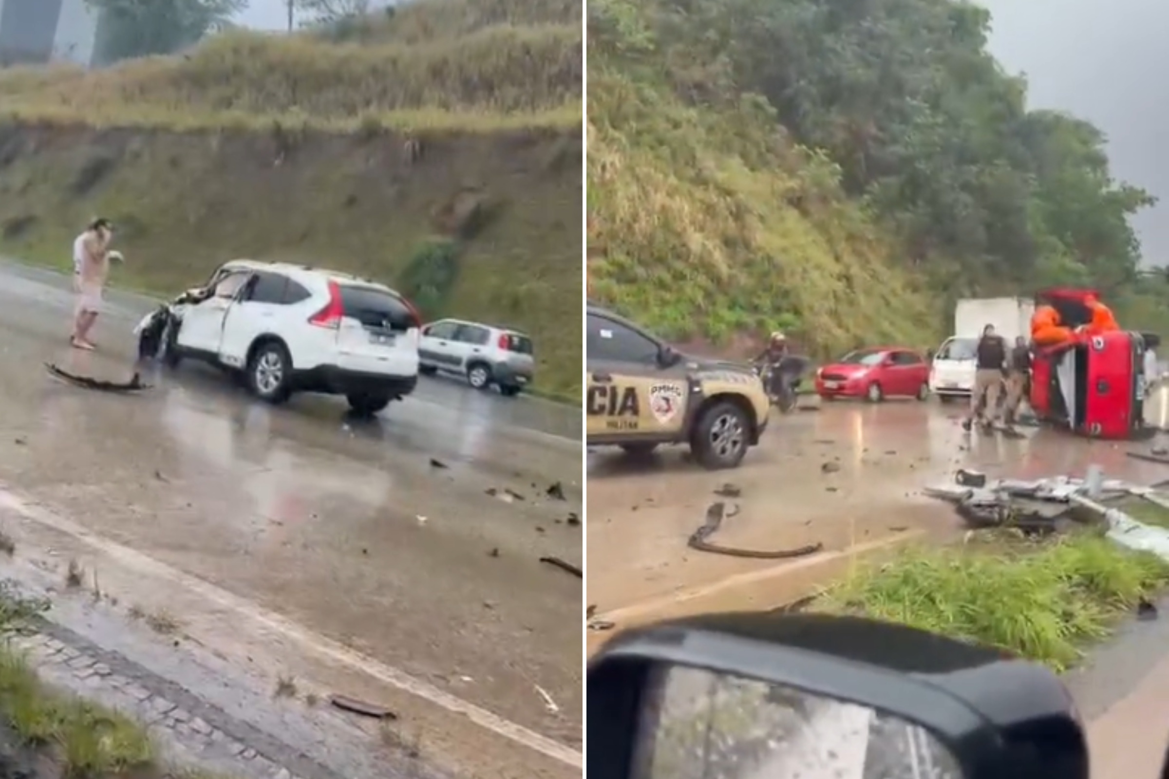 Carro capota na Via Expressa e deixa vítima presa às ferragens em BH