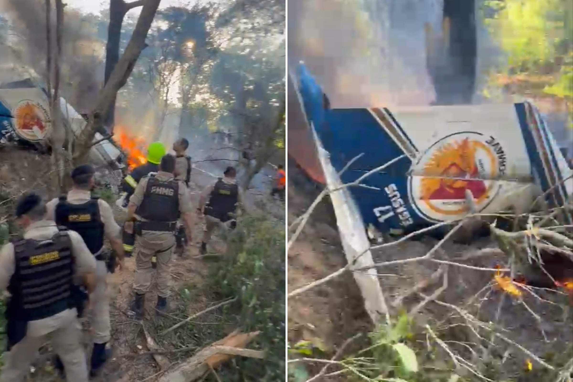 Queda destruiu avião com 3 PMs em Minas; veja imagens dos destroços