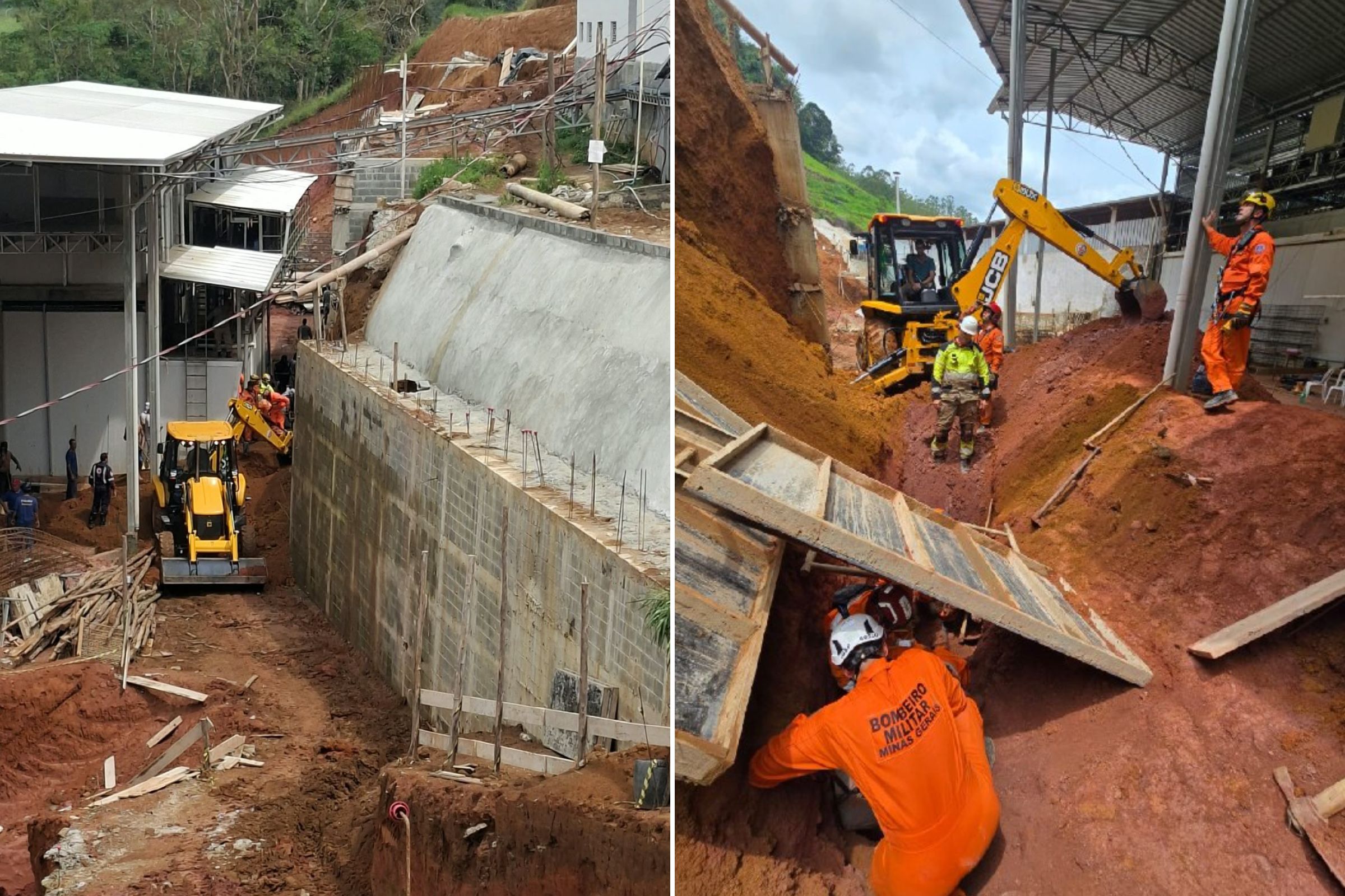 muro de obra desaba e soterra 3 pessoas