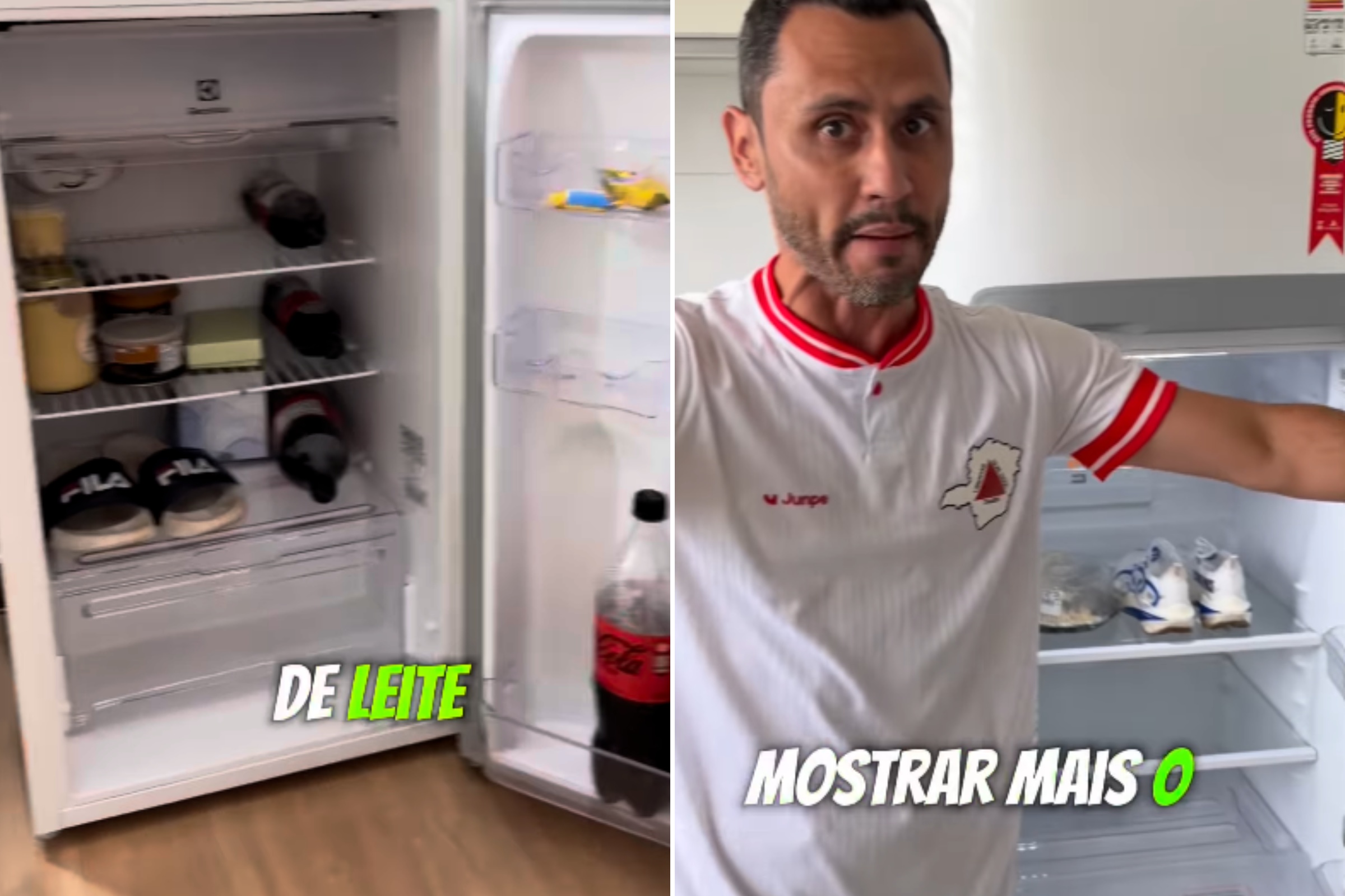 Cleitinho guarda tênis e chinelos na geladeira e intriga internautas
