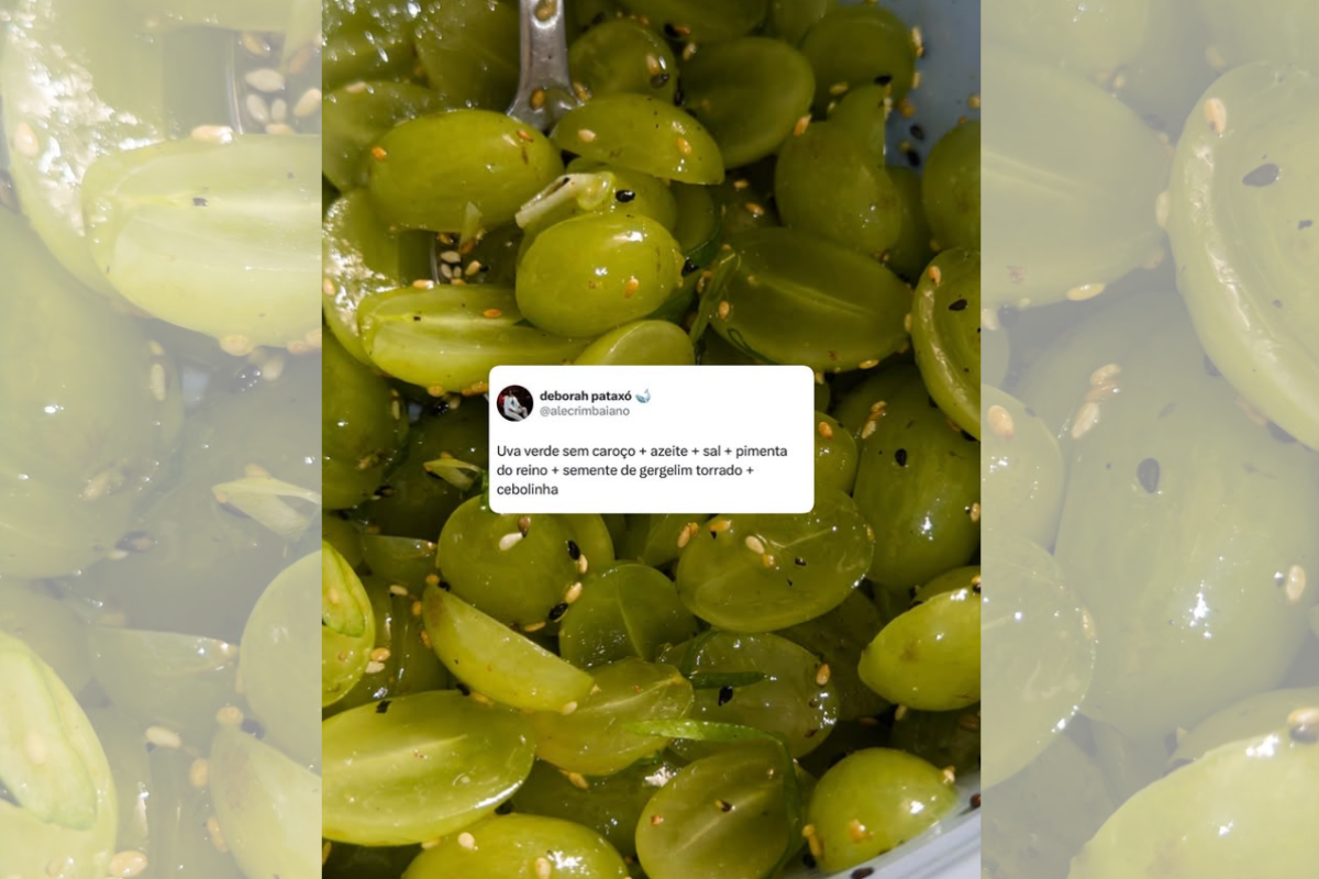 A receita leva uva verde e temperos