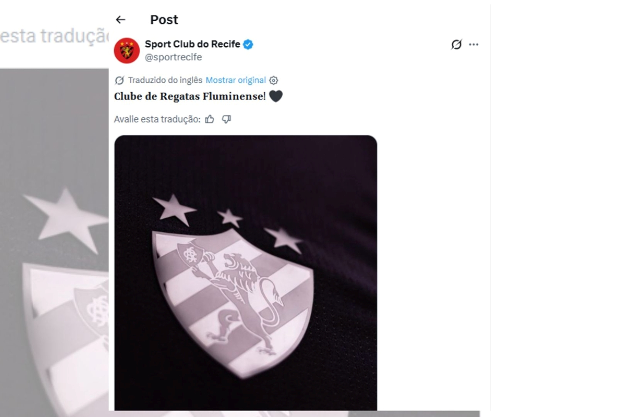 Tradução de rede social causa situação inusitada entre Sport e Fluminense