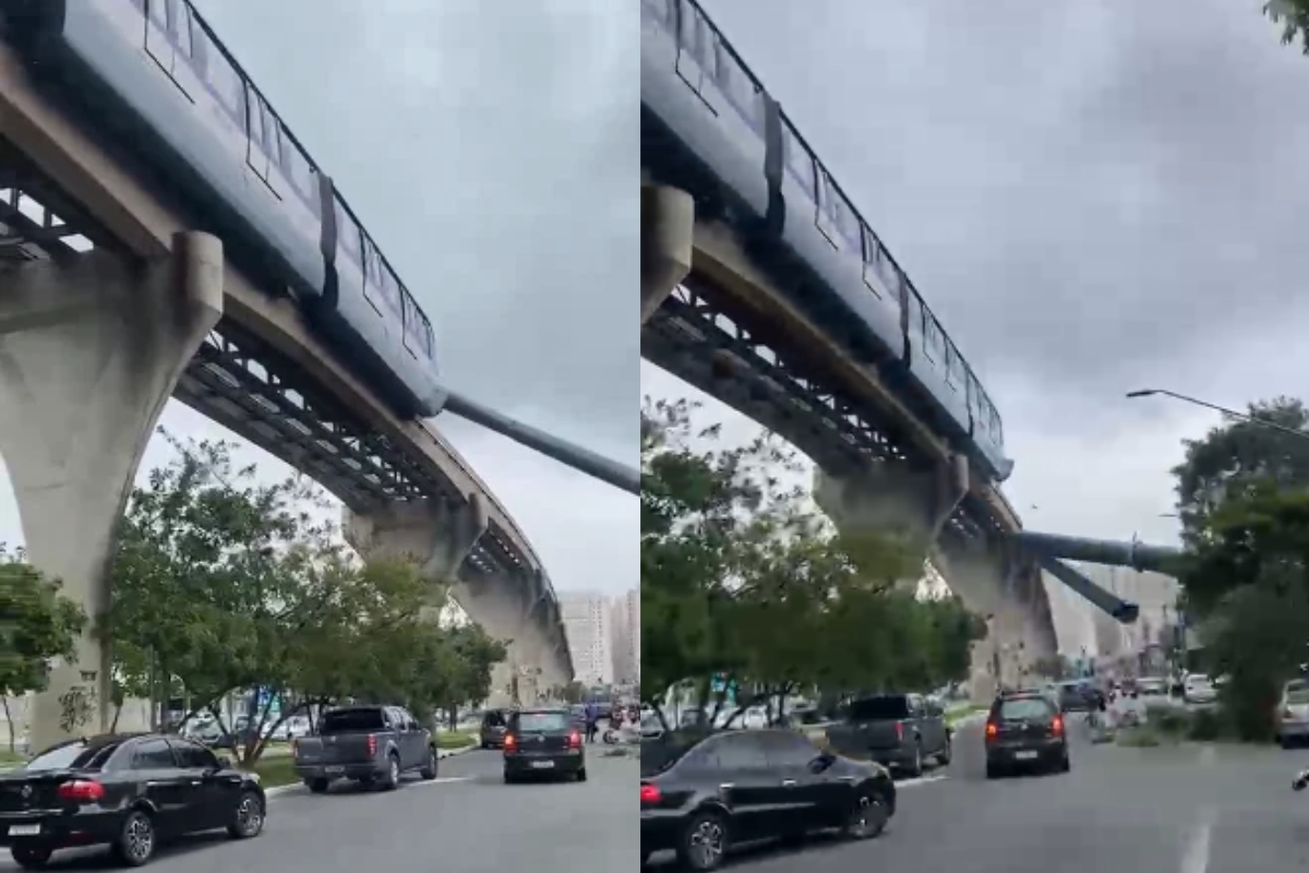 Guindaste cai sobre trilho e provoca acidente com trem da Linha 15-Prata
