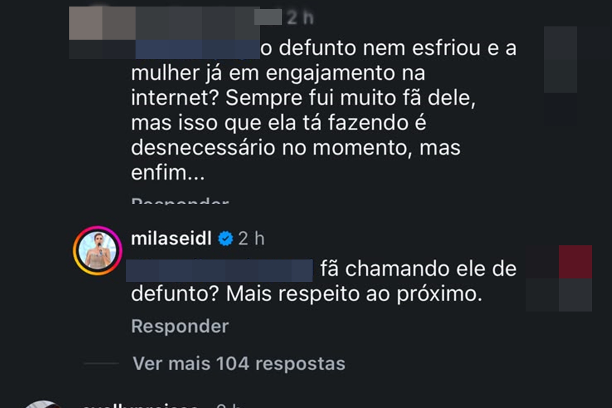 Viúva de Lito Sousa, Mila Seidl rebate críticas após fã chamar youtuber de "defunto"