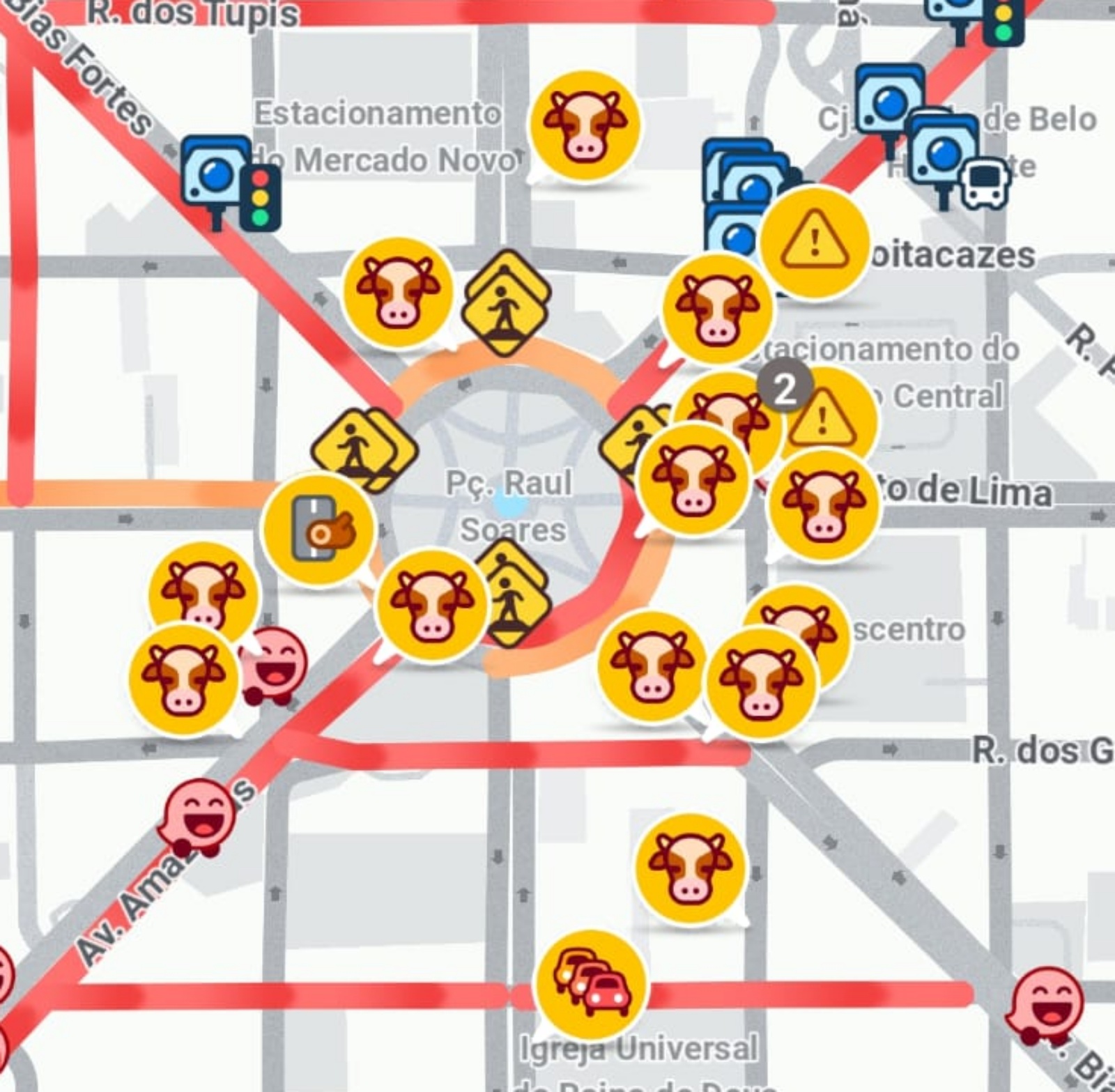 Usuários registram "animais na pista" no Waze antes de ato de Lula em BH